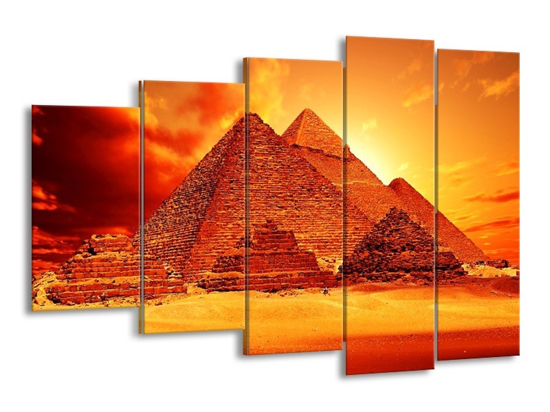 Canvas schilderij Piramide | Geel, Rood, Oranje | 150x100cm 5Luik