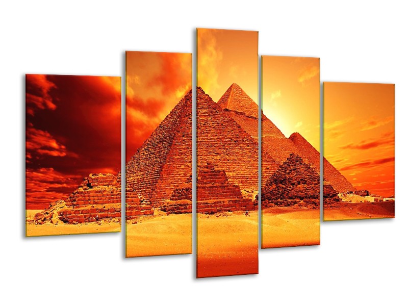 Canvas schilderij Piramide | Geel, Rood, Oranje | 170x100cm 5Luik