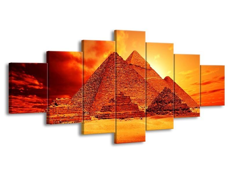 Canvas schilderij Piramide | Geel, Rood, Oranje | 210x100cm 7Luik