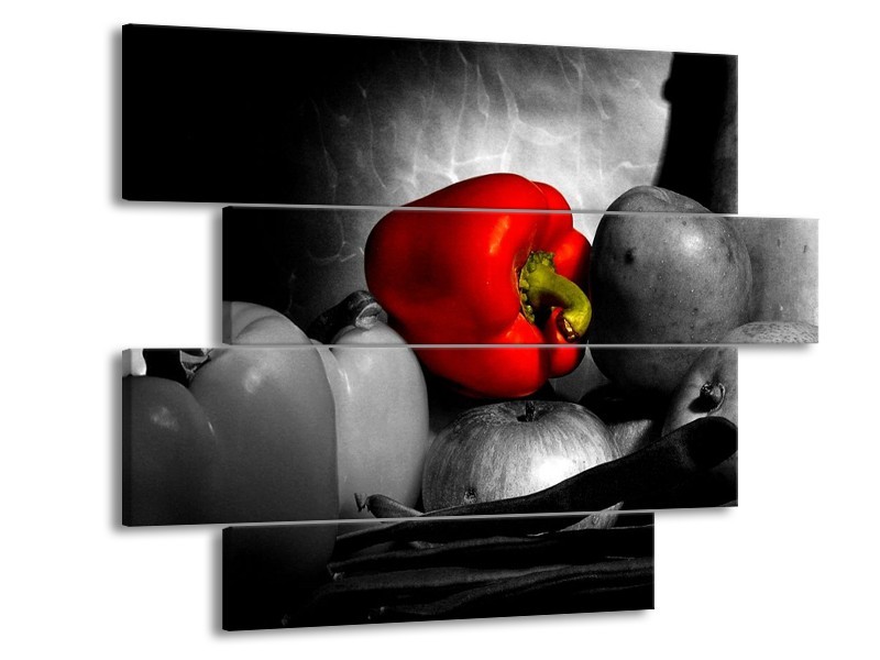 Glas schilderij Groente | Rood, Grijs, Zwart | 115x85cm 4Luik