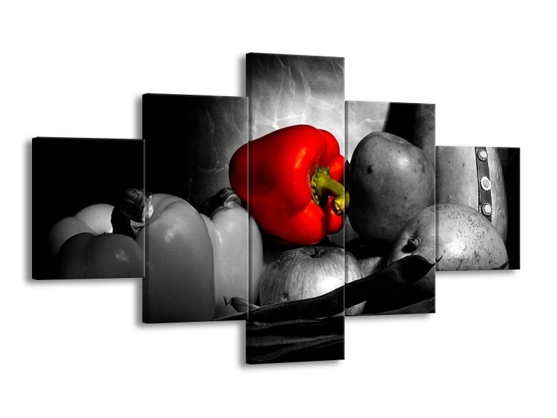 Canvas schilderij Groente | Rood, Grijs, Zwart | 125x70cm 5Luik