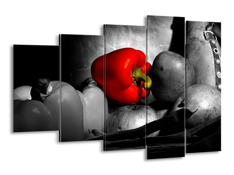 Canvas schilderij Groente | Rood, Grijs, Zwart | 150x100cm 5Luik