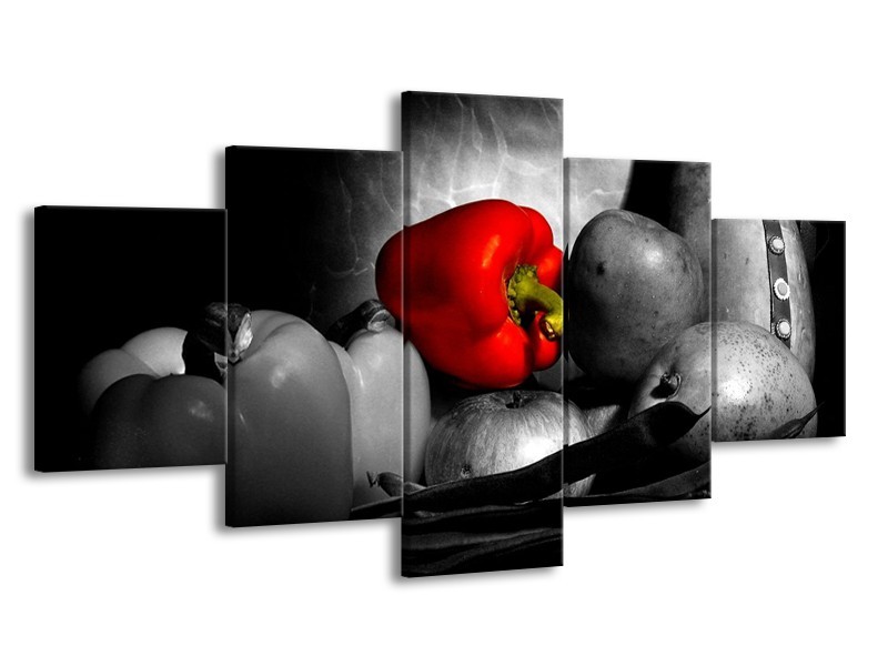 Canvas schilderij Groente | Rood, Grijs, Zwart | 150x80cm 5Luik