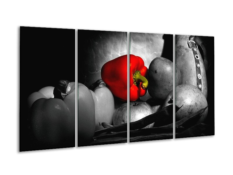 Canvas schilderij Groente | Rood, Grijs, Zwart | 160x80cm 4Luik