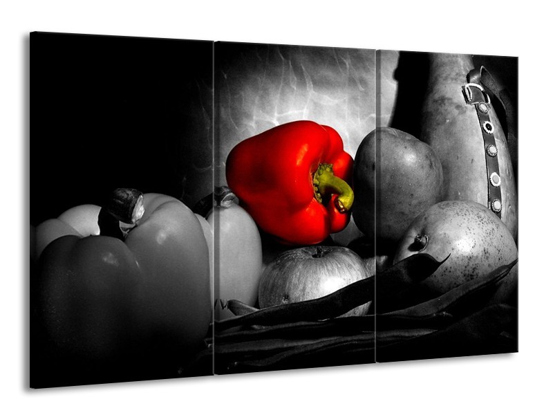 Canvas schilderij Groente | Rood, Grijs, Zwart | 165x100cm 3Luik
