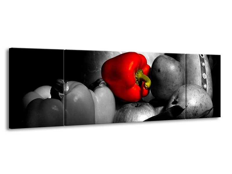 Canvas schilderij Groente | Rood, Grijs, Zwart | 170x50cm 3Luik