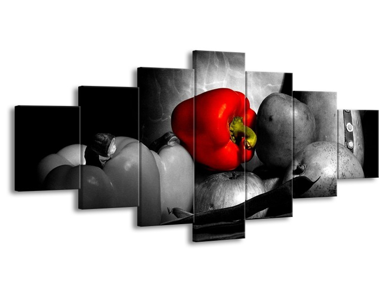 Canvas schilderij Groente | Rood, Grijs, Zwart | 210x100cm 7Luik