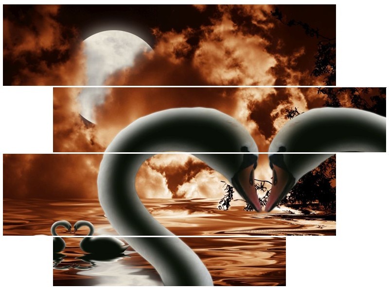 Glas schilderij Vogels | Bruin, Wit, Zwart | 115x85cm 4Luik