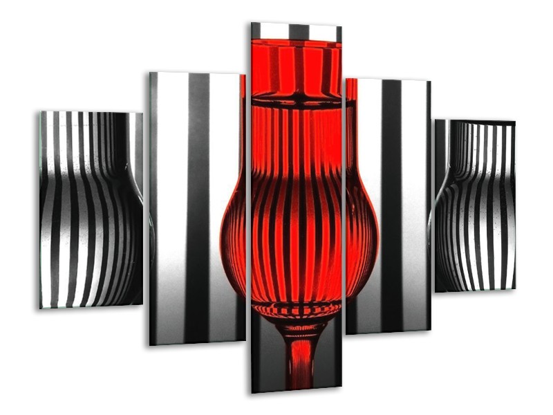 Canvas schilderij Glas | Rood, Zwart, Grijs | 100x70cm 5Luik