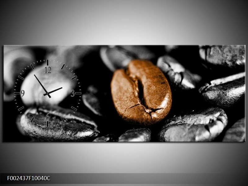 Klok schilderij Koffie | Bruin, Zwart, Grijs | 100x40cm 1Luik