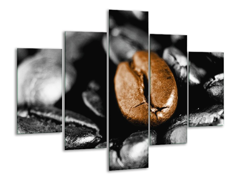 Canvas schilderij Koffie | Bruin, Zwart, Grijs | 100x70cm 5Luik