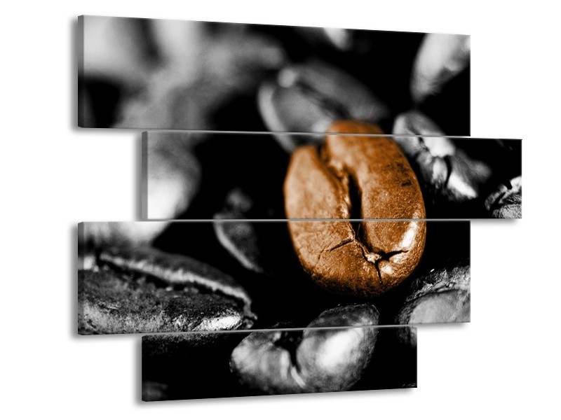 Canvas schilderij Koffie | Bruin, Zwart, Grijs | 115x85cm 4Luik