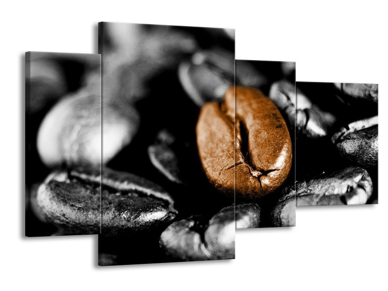 Canvas schilderij Koffie | Bruin, Zwart, Grijs | 120x75cm 4Luik
