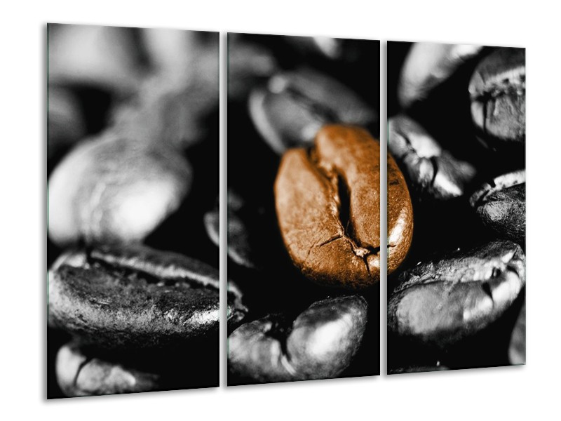Canvas schilderij Koffie | Bruin, Zwart, Grijs | 120x80cm 3Luik