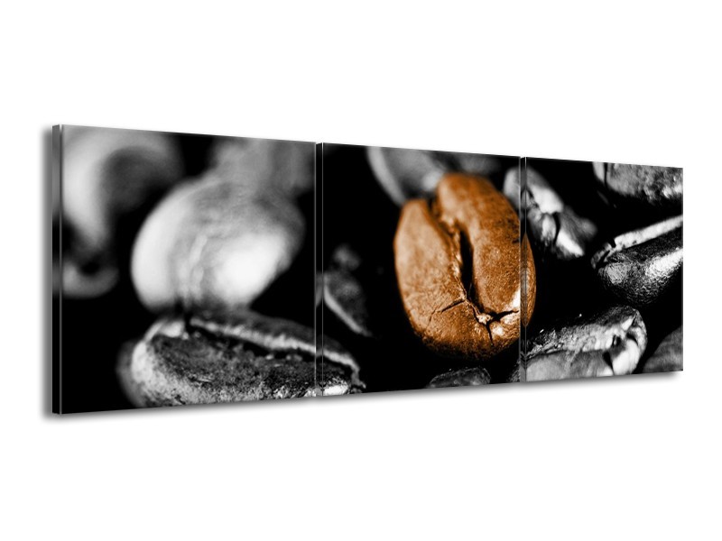 Canvas schilderij Koffie | Bruin, Zwart, Grijs | 150x50cm 3Luik