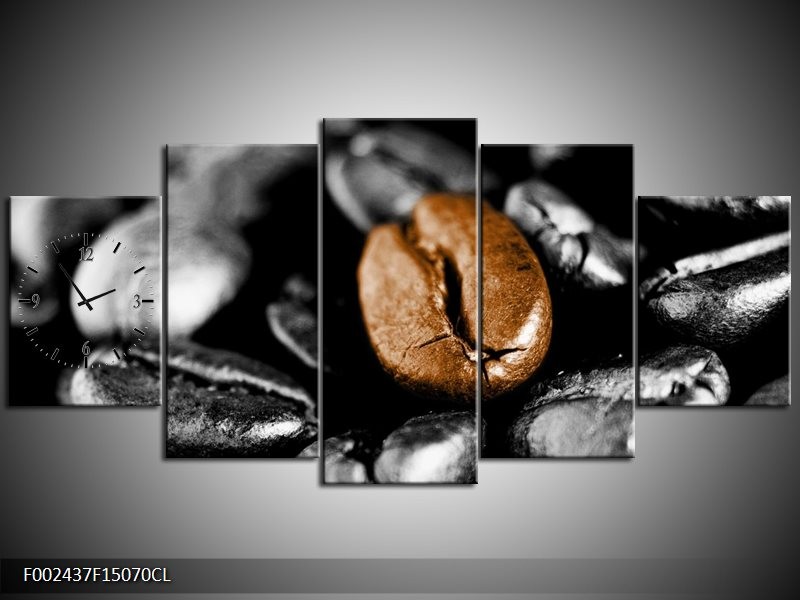 Klok schilderij Koffie | Bruin, Zwart, Grijs | 150x70cm 5Luik