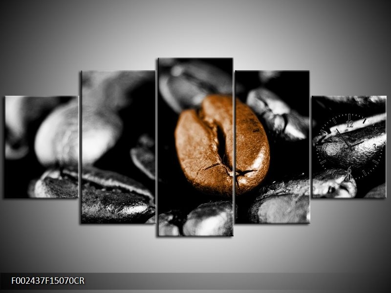 Klok schilderij Koffie | Bruin, Zwart, Grijs | 150x70cm 5Luik