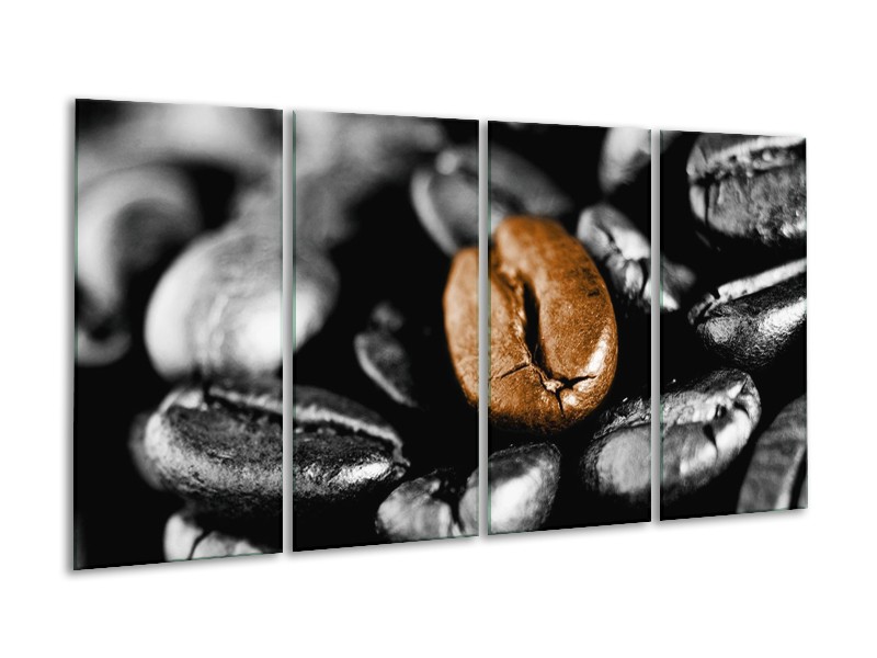 Canvas schilderij Koffie | Bruin, Zwart, Grijs | 160x80cm 4Luik