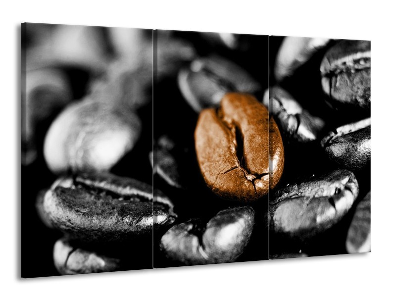 Canvas schilderij Koffie | Bruin, Zwart, Grijs | 165x100cm 3Luik