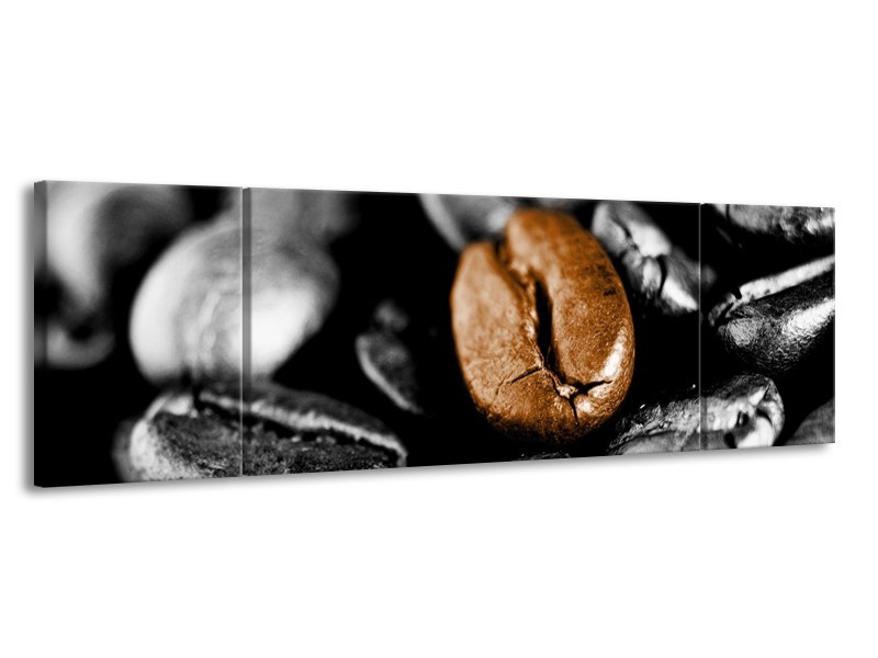 Canvas schilderij Koffie | Bruin, Zwart, Grijs | 170x50cm 3Luik