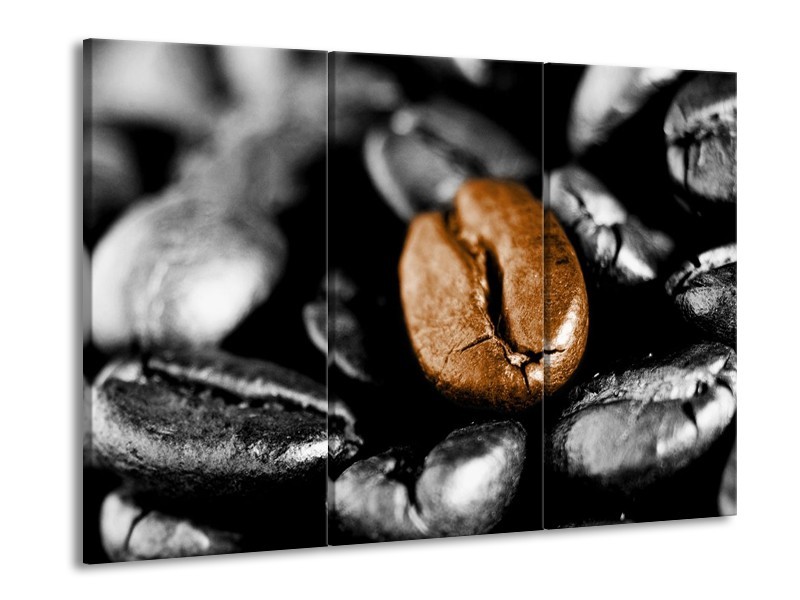 Canvas schilderij Koffie | Bruin, Zwart, Grijs | 90x60cm 3Luik