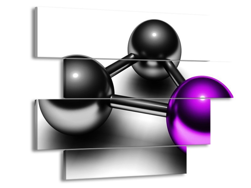 Glas schilderij Abstract | Paars, Zwart, Grijs | 115x85cm 4Luik