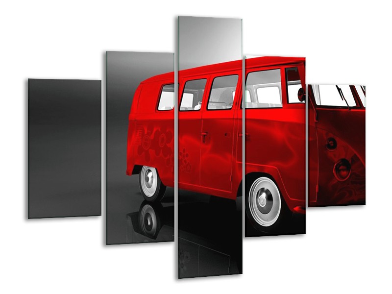Glas schilderij Auto | Rood, Zwart, Grijs | 100x70cm 5Luik