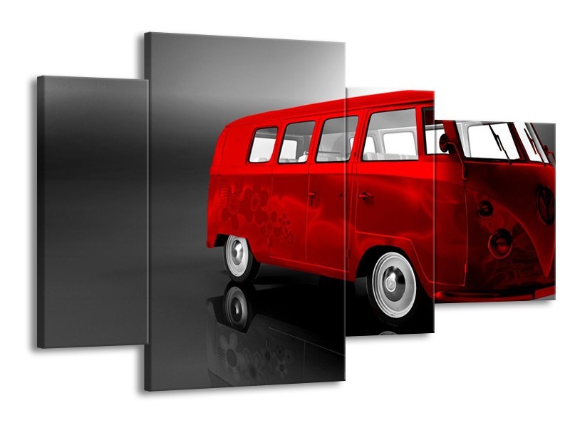 Glas schilderij Auto | Rood, Zwart, Grijs | 120x75cm 4Luik