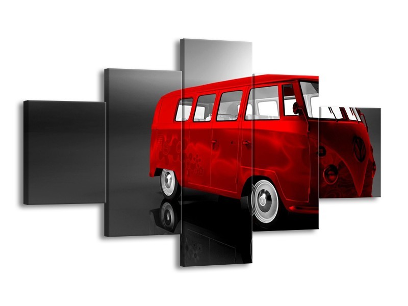 Glas schilderij Auto | Rood, Zwart, Grijs | 125x70cm 5Luik