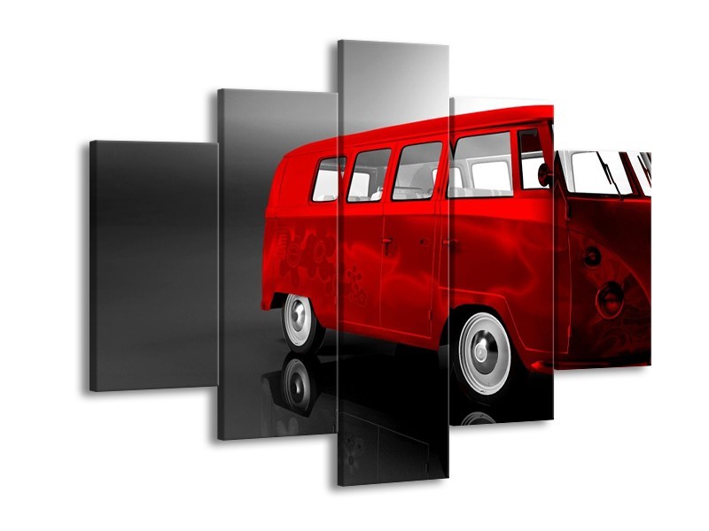 Glas schilderij Auto | Rood, Zwart, Grijs | 150x105cm 5Luik