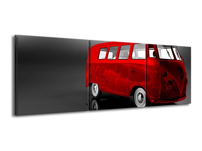Glas schilderij Auto | Rood, Zwart, Grijs | 150x50cm 3Luik