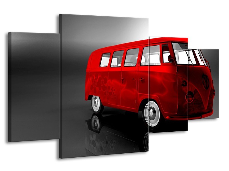 Glas schilderij Auto | Rood, Zwart, Grijs | 160x90cm 4Luik