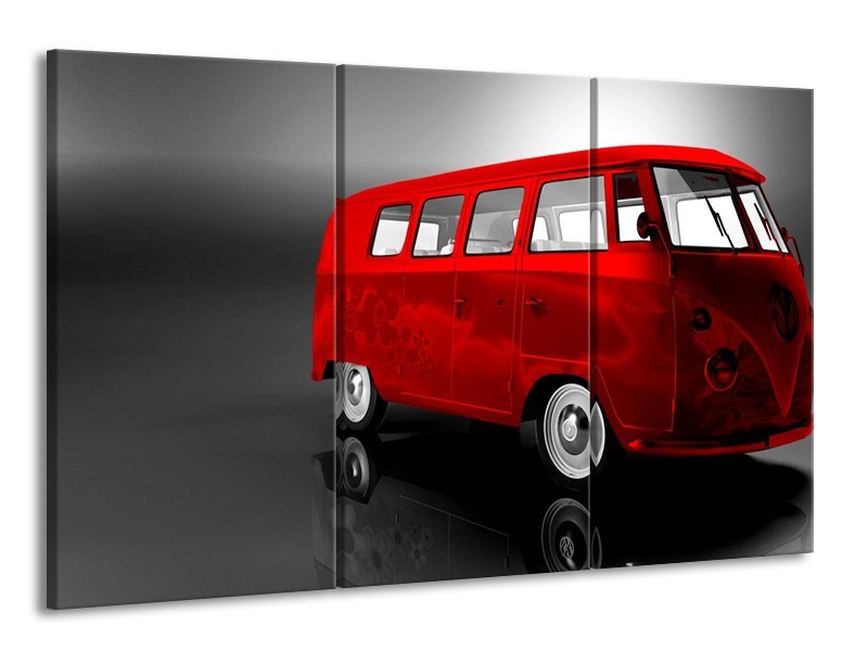 Glas schilderij Auto | Rood, Zwart, Grijs | 165x100cm 3Luik