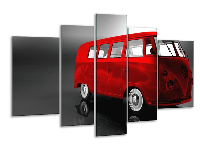 Glas schilderij Auto | Rood, Zwart, Grijs | 170x100cm 5Luik