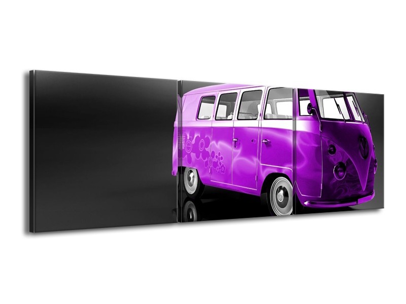 Glas schilderij Auto | Paars, Zwart, Grijs | 150x50cm 3Luik