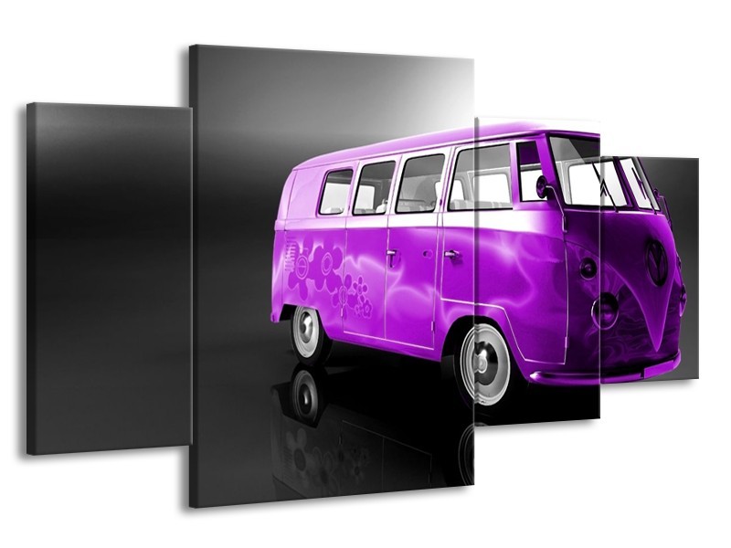 Glas schilderij Auto | Paars, Zwart, Grijs | 160x90cm 4Luik