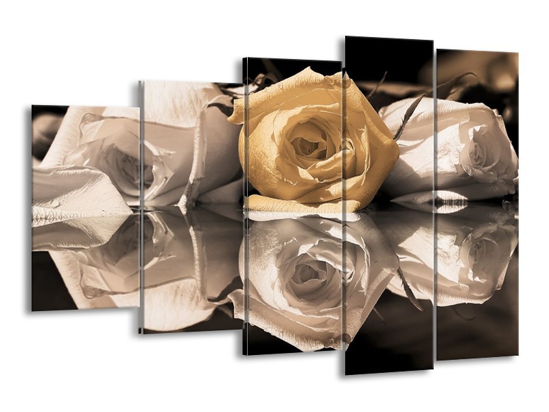 Canvas schilderij Roos | Geel, Grijs, Wit | 150x100cm 5Luik