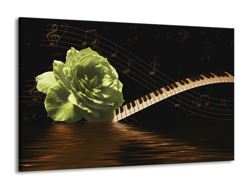 Canvas schilderij Roos | Groen, Bruin, Zwart | 140x90cm 1Luik