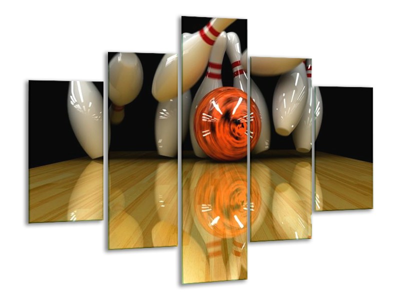 Canvas schilderij Bowlen | Wit, Rood, Geel | 100x70cm 5Luik