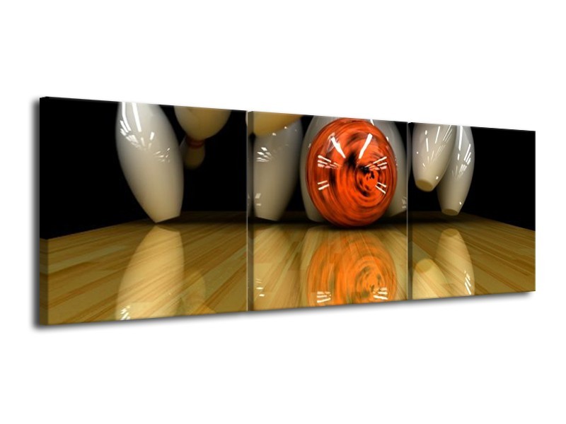 Canvas schilderij Bowlen | Wit, Rood, Geel | 120x40cm 3Luik