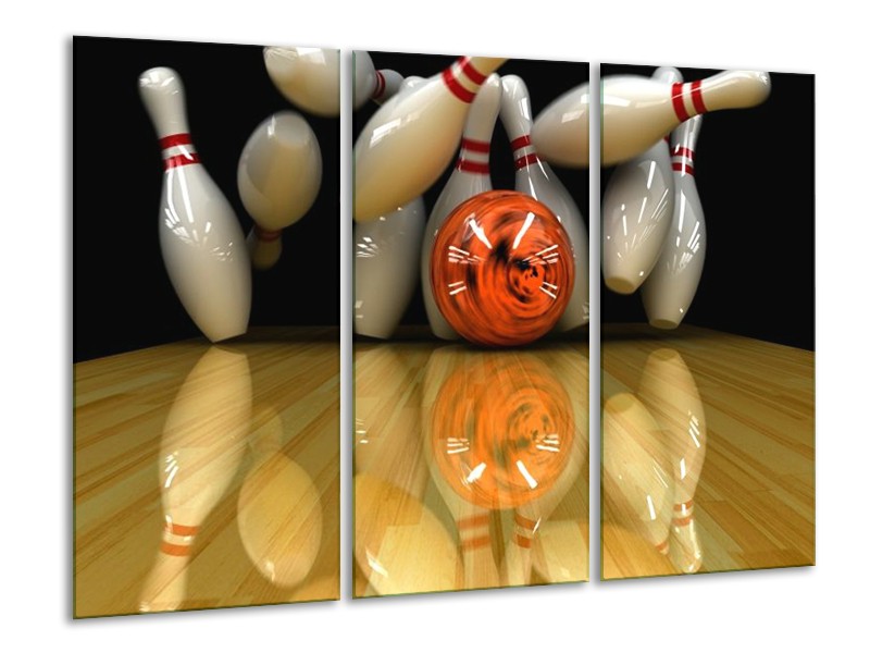 Canvas schilderij Bowlen | Wit, Rood, Geel | 120x80cm 3Luik
