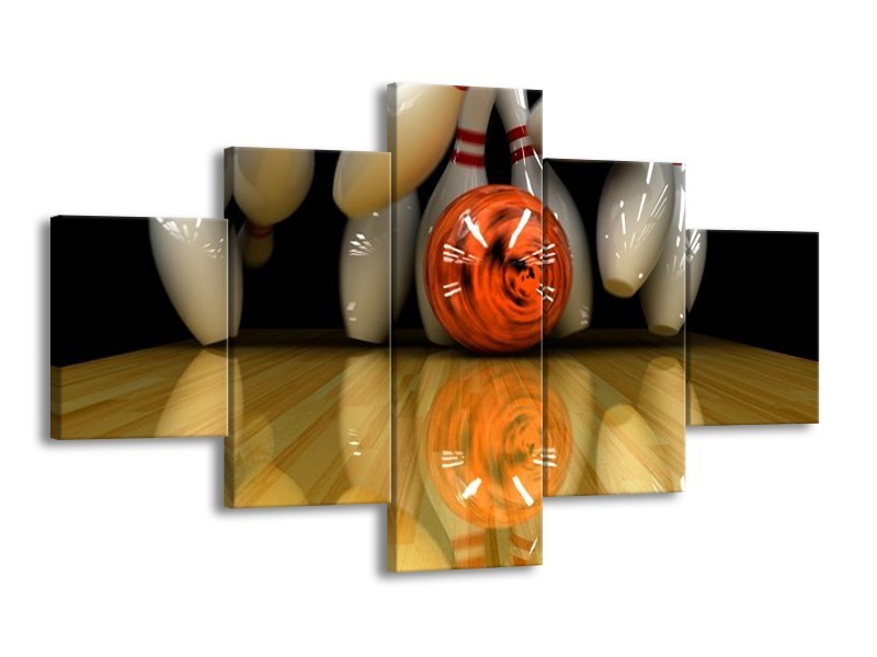 Canvas schilderij Bowlen | Wit, Rood, Geel | 125x70cm 5Luik