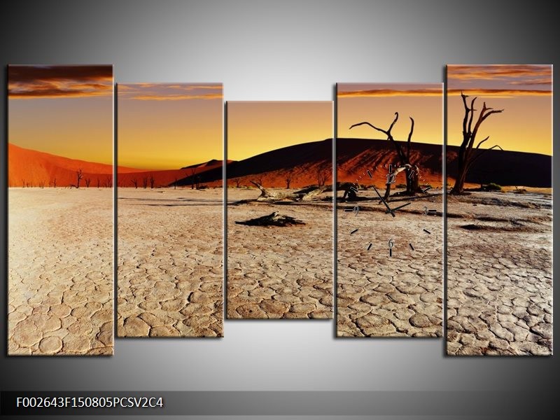 Klok schilderij Natuur | Blauw, Grijs | 150x80cm 5Luik