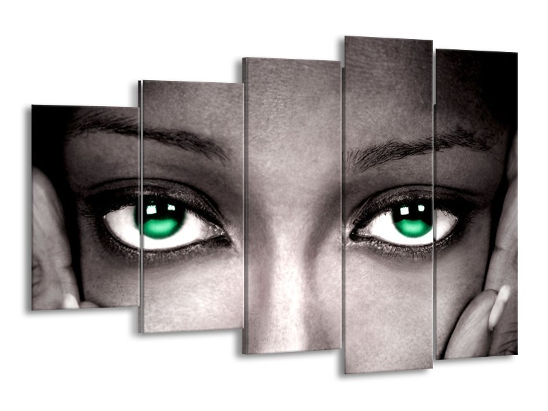 Glas schilderij Ogen | Groen, Zwart, Grijs | 150x100cm 5Luik