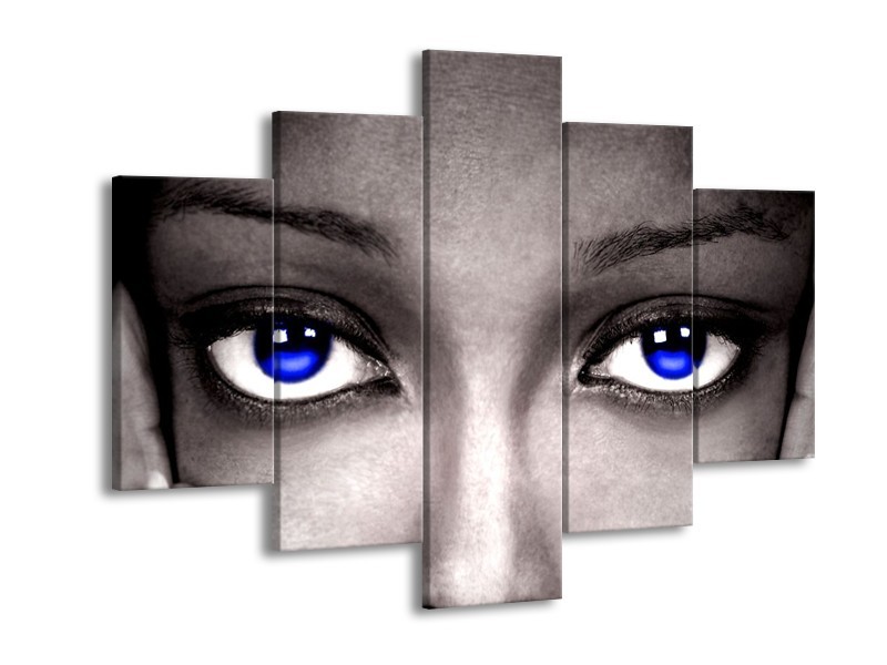 Canvas schilderij Ogen | Grijs, Zwart, Blauw | 150x105cm 5Luik