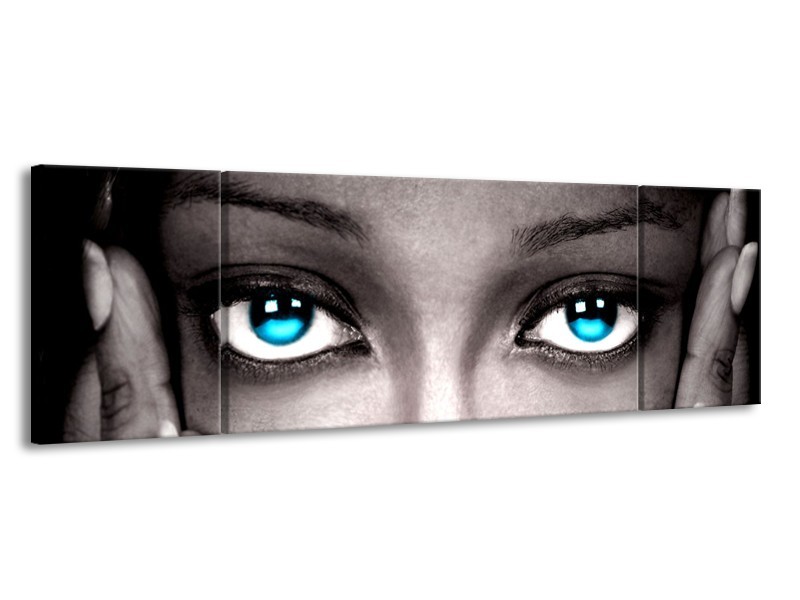 Canvas schilderij Ogen | Grijs, Zwart, Blauw | 170x50cm 3Luik