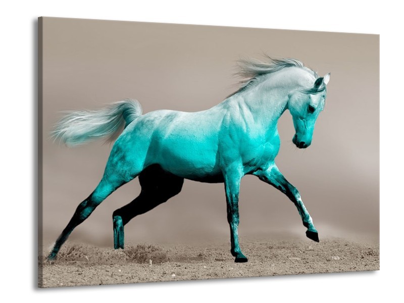 Glas schilderij Paard | Groen, Grijs | 100x70cm 1Luik