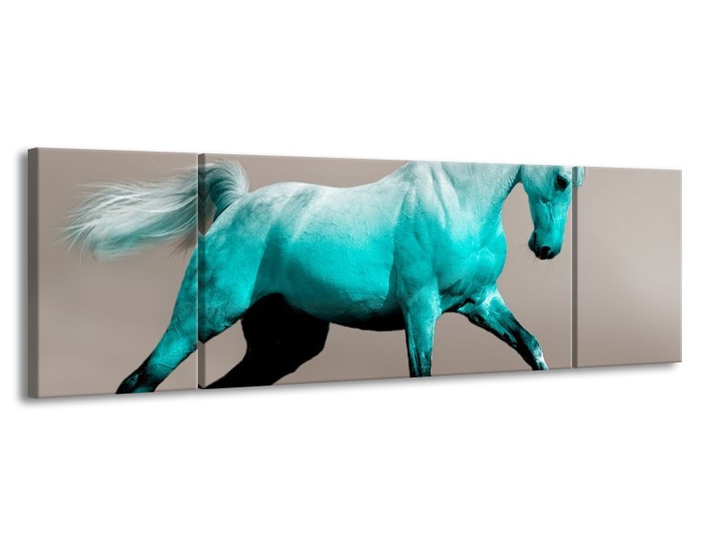 Glas schilderij Paard | Groen, Grijs | 170x50cm 3Luik