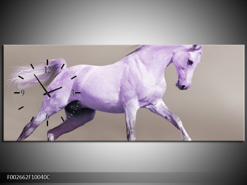 Klok schilderij Paard | Paars, Grijs | 100x40cm 1Luik