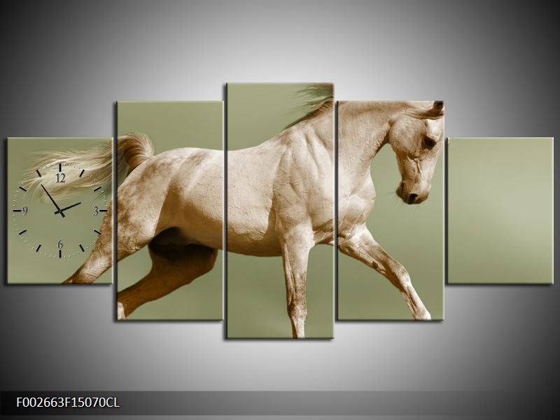 Klok schilderij Paard | Groen, Bruin | 150x70cm 5Luik